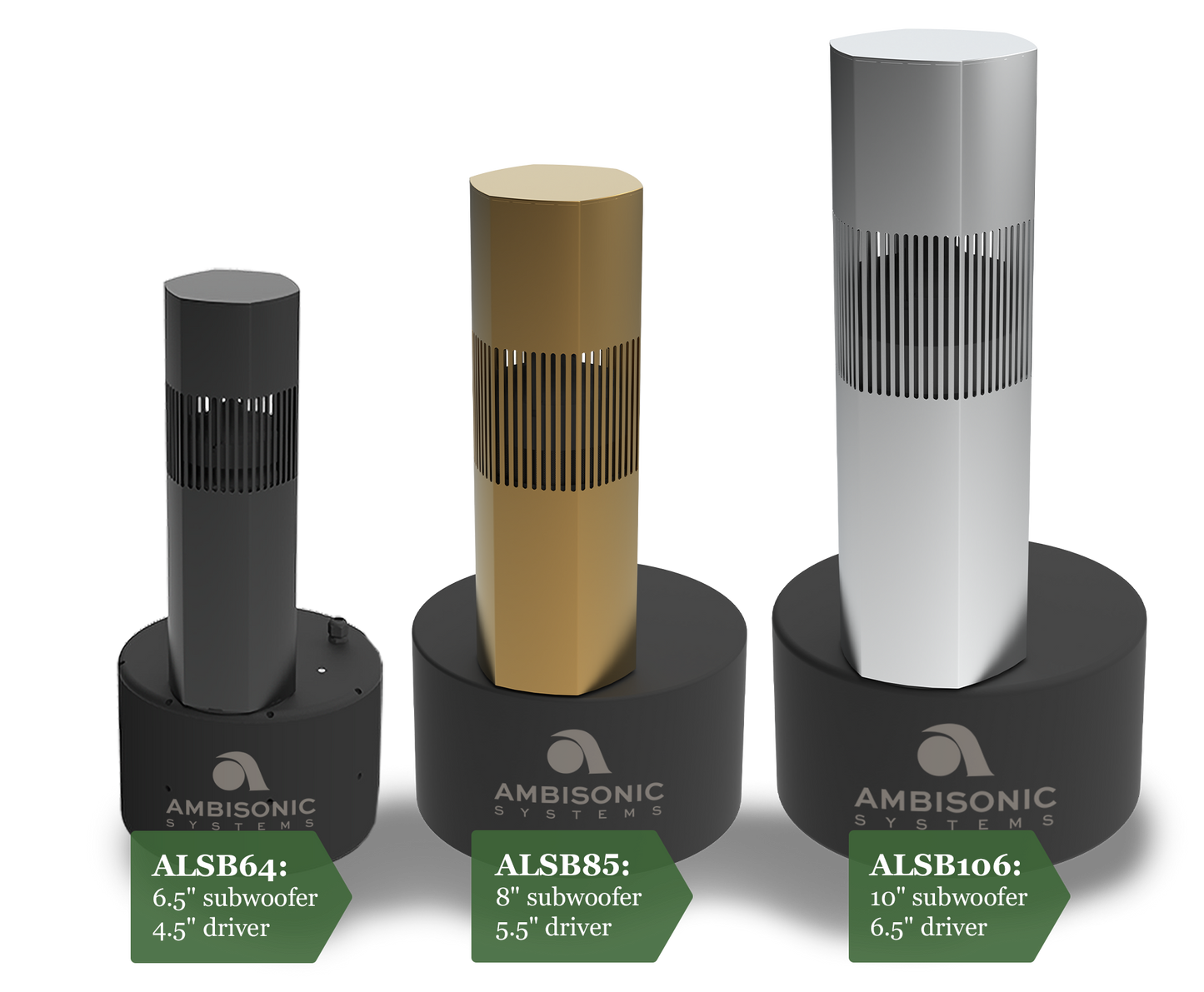 Ambisonic Bollard 8" Hexagonal Black Speaker